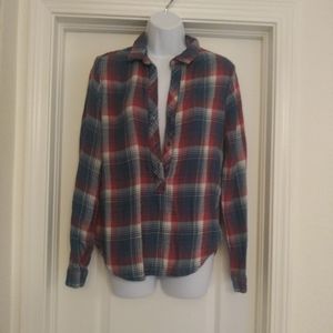 Bella Dahl Plaid Button Down Pullover Top